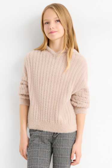 Kinderen: meisjes - Capuchontrui - geribd - roze