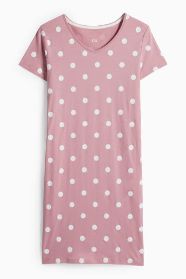 Femei - Cămașă de noapte - cu buline - roz