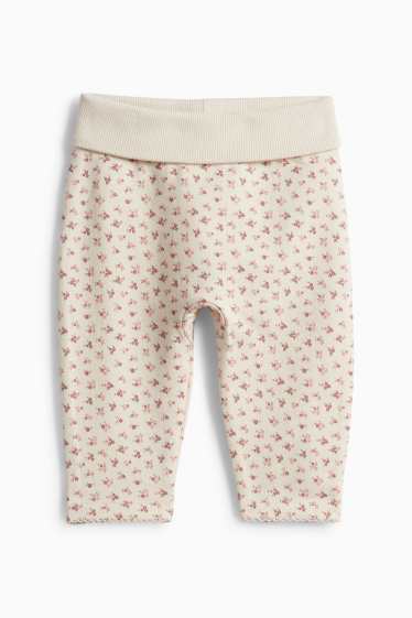 Baby Mädchen - Blümchen - Baby-Outfit - 3 teilig - weiß / beige