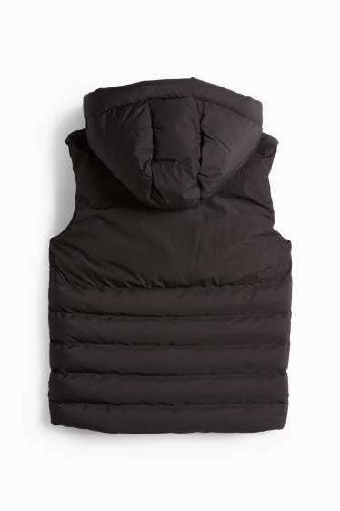 Kinder Jungen - Steppweste mit Kapuze - wasserabweisend - schwarz