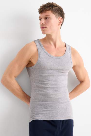 Hommes - Lot de 3 - maillots de corps - fines côtes - gris clair chiné