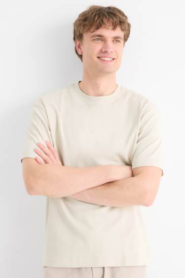 Pánské - Tričko - relaxed fit - světle béžová