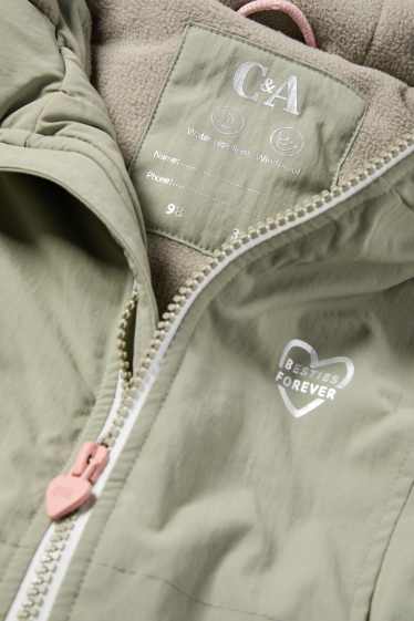 Copii - Fete - Jachetă cu glugă - căptușită - rezistentă la apă - verde deschis