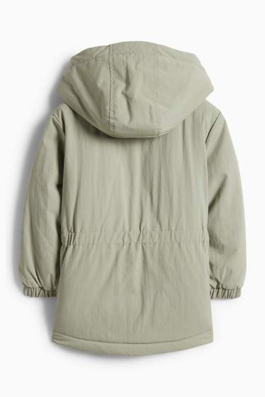 Copii - Fete - Jachetă cu glugă - căptușită - rezistentă la apă - verde deschis