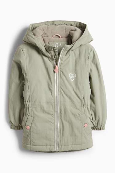 Copii - Fete - Jachetă cu glugă - căptușită - rezistentă la apă - verde deschis