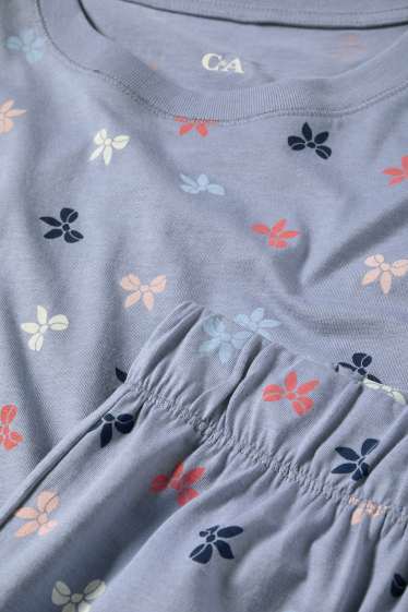 Damen - Pyjama - gemustert - blau