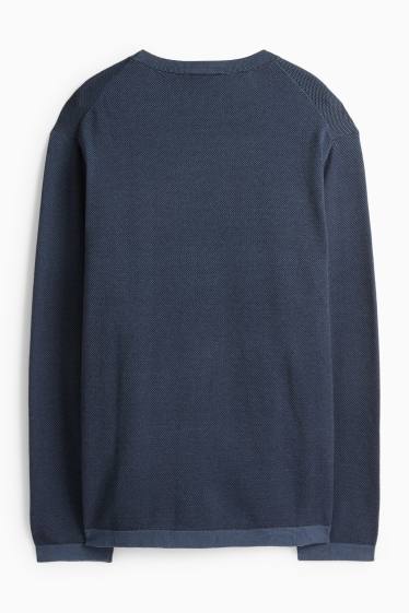 Herren - Pullover - strukturiert - dunkelblau