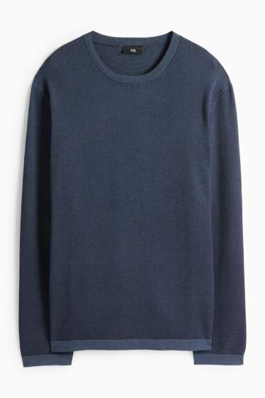 Herren - Pullover - strukturiert - dunkelblau