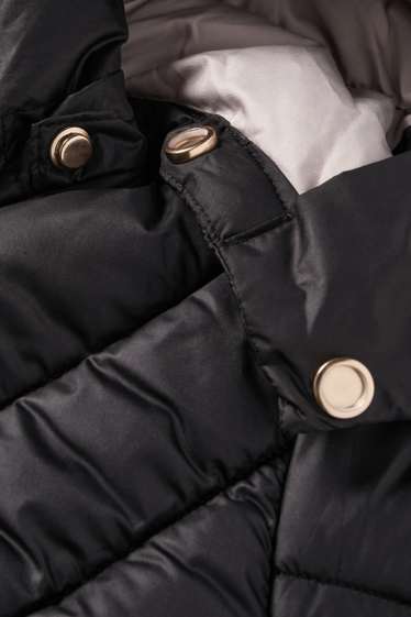 Dámské - Prošívaná bunda s kapucí - černá