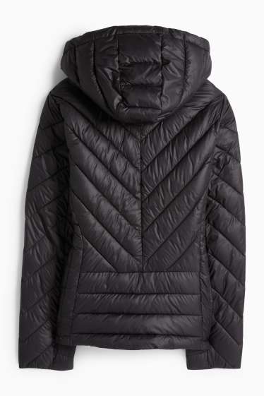 Dámské - Prošívaná bunda s kapucí - černá