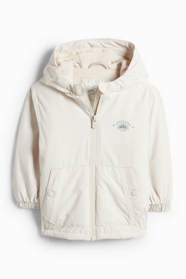 Miminka - chlapci - Bunda s kapucí pro miminka - s výplní - z vodoodpudivého materiálu - krémově bílá