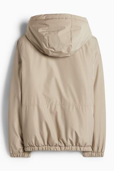 Kinderen: jongens - Jas met capuchon - gevoerd - met structuur - beige