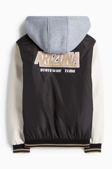 Nen - Futbol - jaqueta d’estil universitari amb caputxa - negre