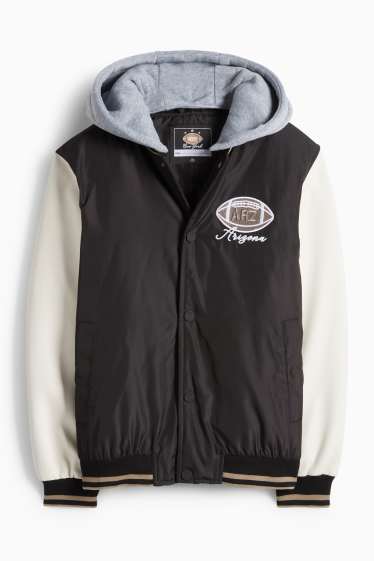 Nen - Futbol - jaqueta d’estil universitari amb caputxa - negre