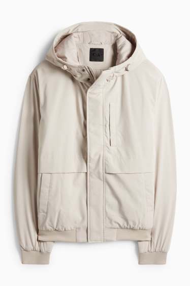 Pánské - Bunda s kapucí - s výplní - světle béžová