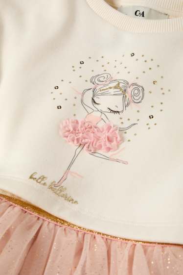 Kinder Mädchen - Ballerina - Set - Sweatshirt und Kleid - 2 teilig - cremeweiß