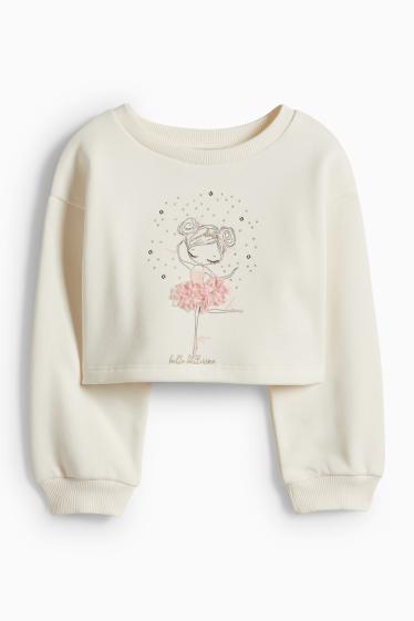Kinder Mädchen - Ballerina - Set - Sweatshirt und Kleid - 2 teilig - cremeweiß