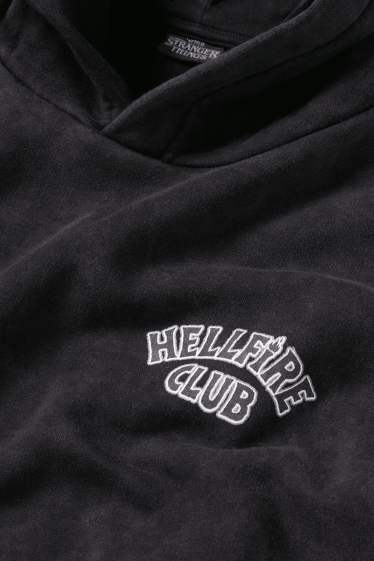 Pánské - Oversized mikina s kapucí - Stranger Things - antracitová