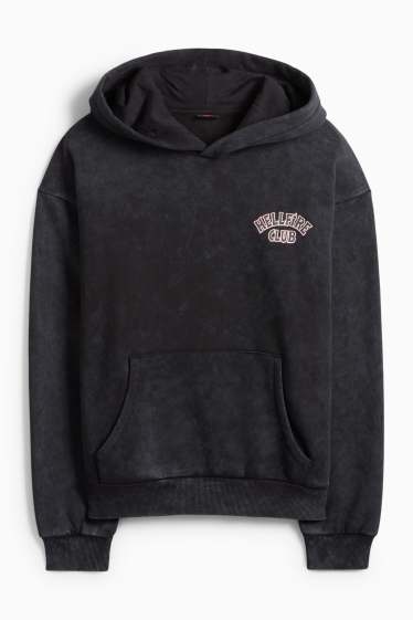 Pánské - Oversized mikina s kapucí - Stranger Things - antracitová