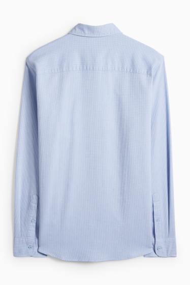 Uomo - Camicia - regular fit - collo all'italiana - tessuto tramato - azzurro