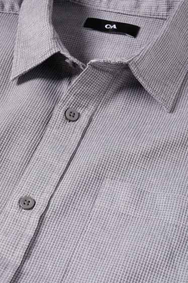 Herren - Hemd - Regular Fit - Kent - strukturiert - grau