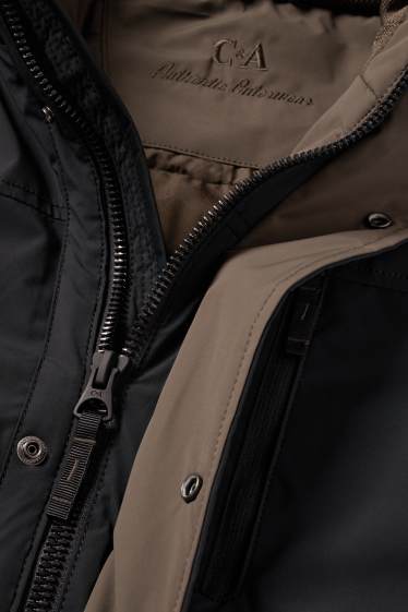 Pánské - Bunda s kapucí - stretch - z vodoodpudivého materiálu - černá