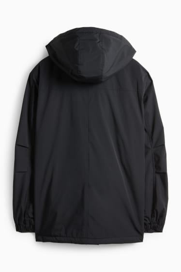 Pánské - Bunda s kapucí - stretch - z vodoodpudivého materiálu - černá