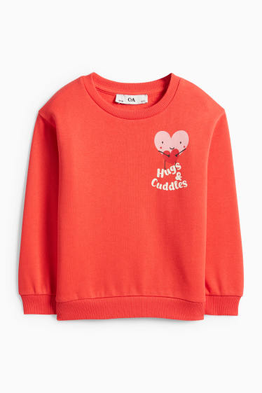 Děti - dívky - Srdce - mikina - s třpytivými efekty - červená