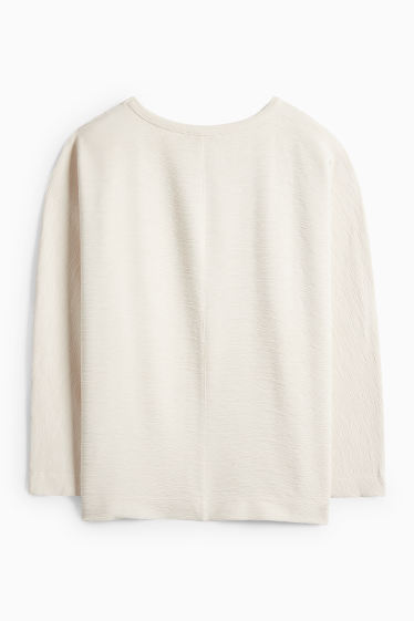 Dámské - Mikina - žebrovaná - světle béžová