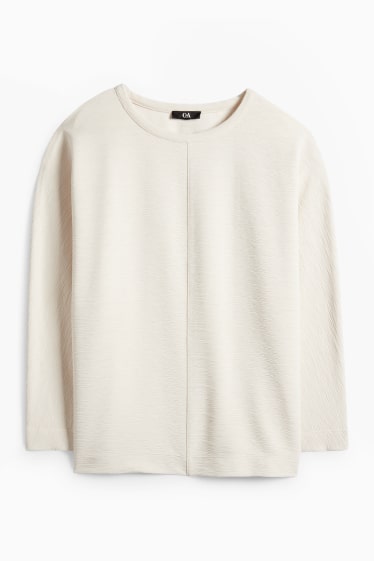 Dámské - Mikina - žebrovaná - světle béžová