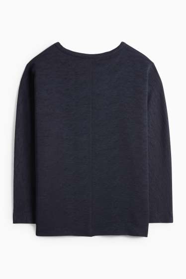 Dámské - Mikina - žebrovaná - tmavomodrá