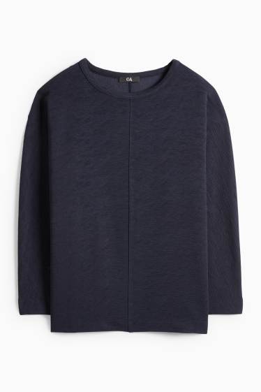 Dámské - Mikina - žebrovaná - tmavomodrá