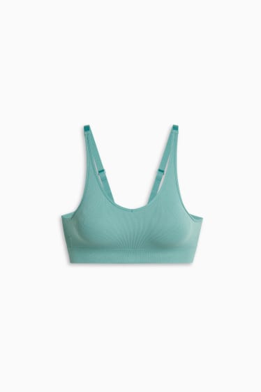Damen - Sport-BH - wattiert - gerippt - seamless - grün