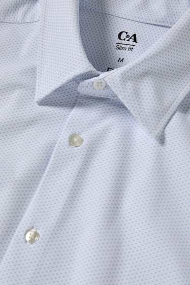 Home - Camisa formal - slim fit - Kent - Flex - estampat minimalista - blanc / blau clar