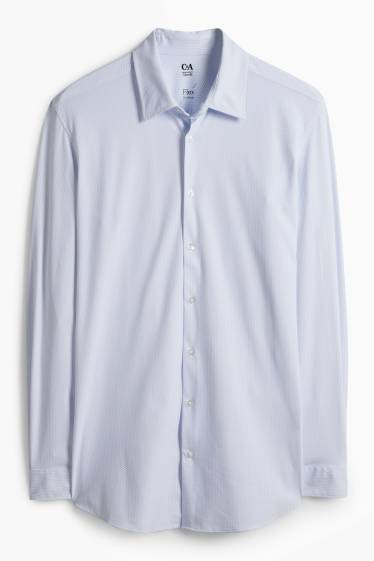 Home - Camisa formal - slim fit - Kent - Flex - estampat minimalista - blanc / blau clar