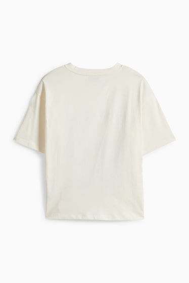 Děti - dívky - Paris - tričko s krátkým rukávem se štrasovými kamínky - krémově bílá