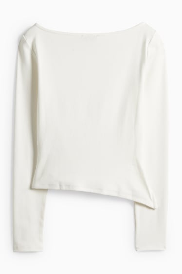 Dámské - Tričko s dlouhým rukávem - slim fit - bílá