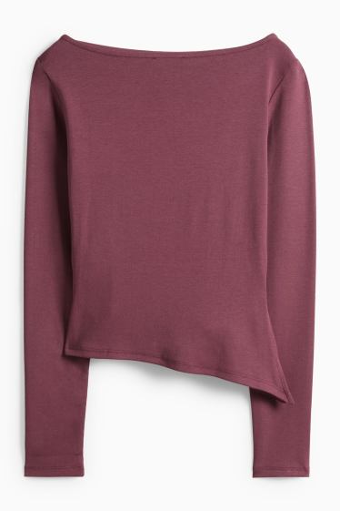 Dámské - Tričko s dlouhým rukávem - slim fit - fialová