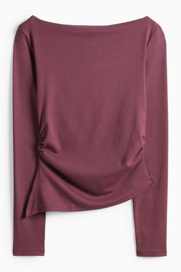 Dámské - Tričko s dlouhým rukávem - slim fit - fialová