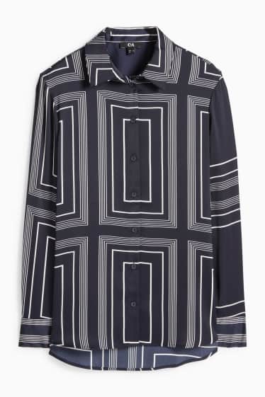 Damen - Bluse - gemustert - dunkelblau