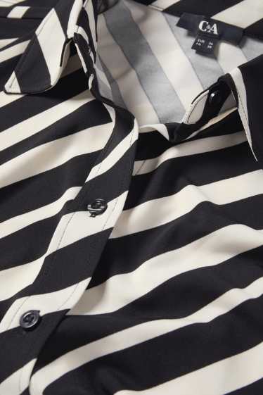 Damen - Bluse - gestreift - weiss / schwarz