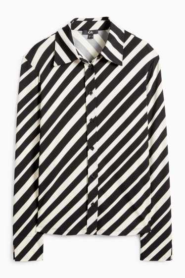 Damen - Bluse - gestreift - weiss / schwarz