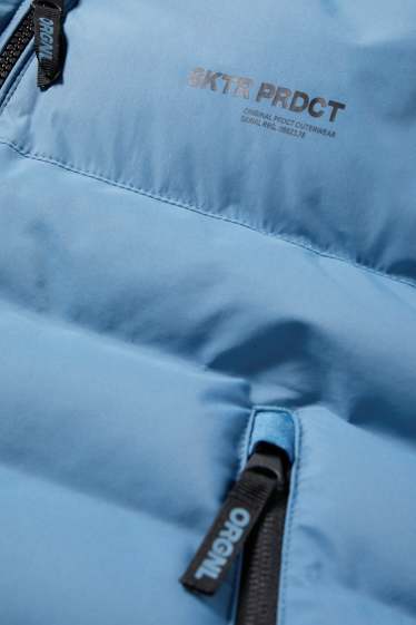 Kinderen: jongens - Bodywarmer met capuchon - waterafstotend - blauw