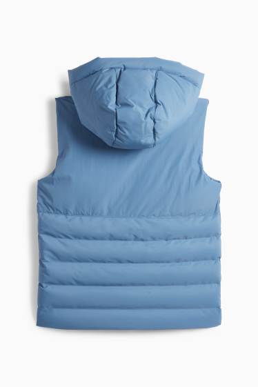 Kinderen: jongens - Bodywarmer met capuchon - waterafstotend - blauw