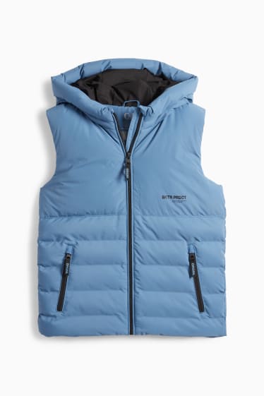 Kinderen: jongens - Bodywarmer met capuchon - waterafstotend - blauw