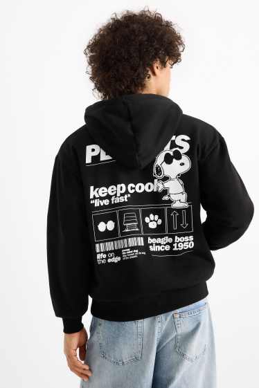 Men - Oversized zip-through hoodie - Peanuts - black