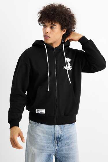 Men - Oversized zip-through hoodie - Peanuts - black