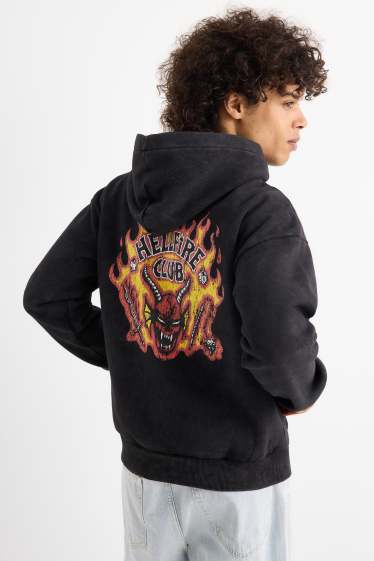 Pánské - Oversized mikina s kapucí - Stranger Things - antracitová