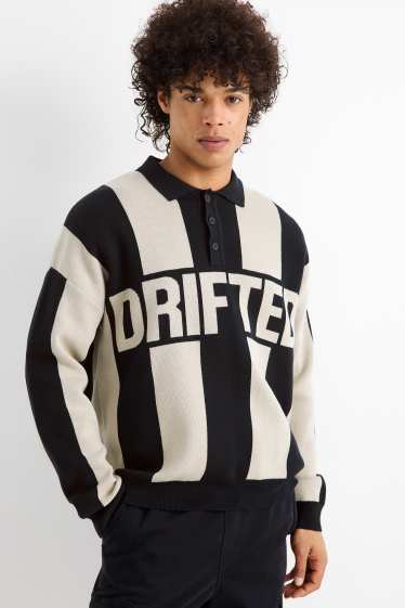 Hommes - Pull - à rayures - noir / beige