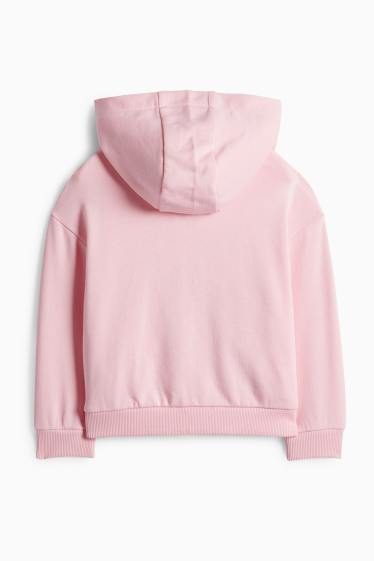 Children Girls - Heart - zip-through hoodie - pink